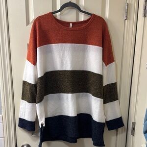Beeson River Red and White Crew Neck Sweater